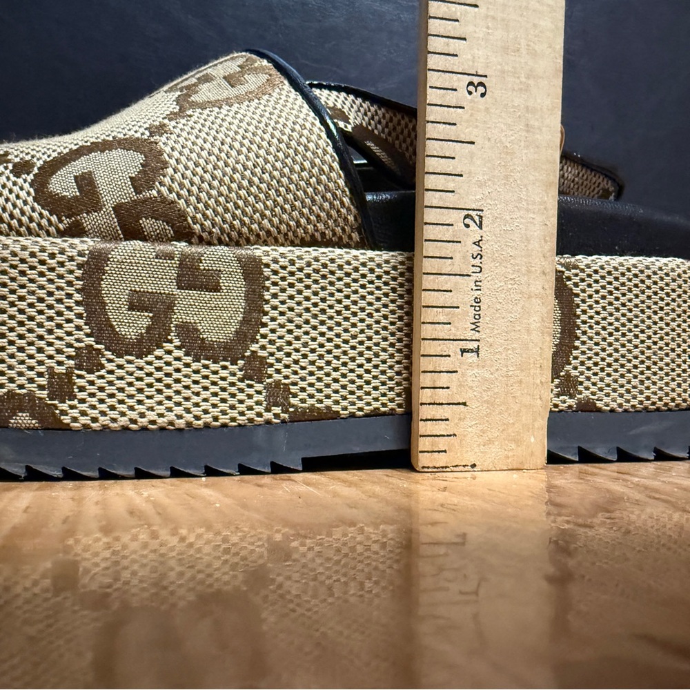 Gucci Brown and Beige GG Platform Slingback Sandals - Picture 9 of 10